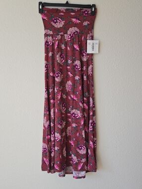BNWT LuLaRoe Flowy Maxi Skirt Mauve Floral Geometric Print Size Xxs